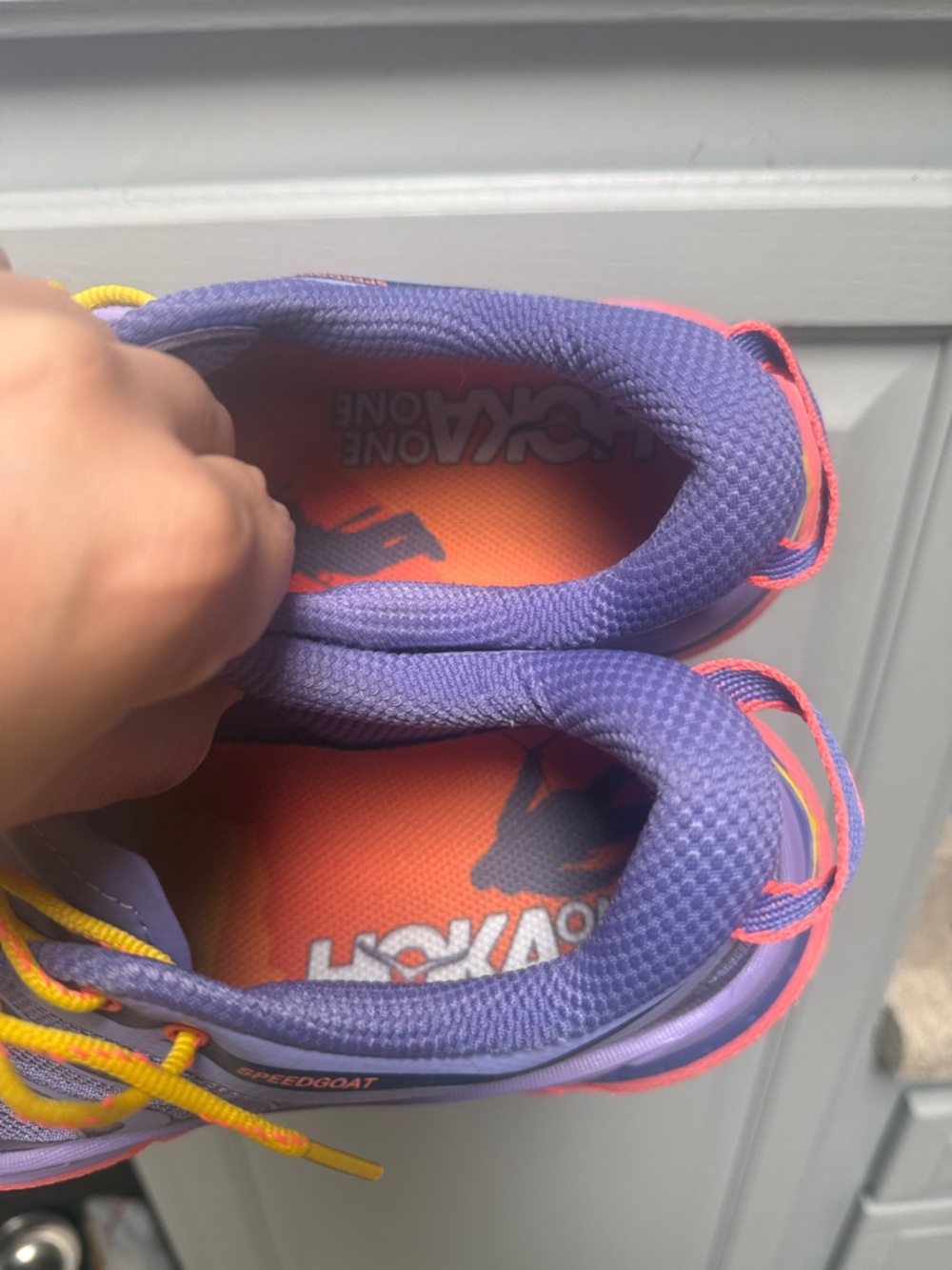 Hoka Purple Coral Yellow Speedgoat Women's Trail Shoes
(9.5) - Picture 12 of 15